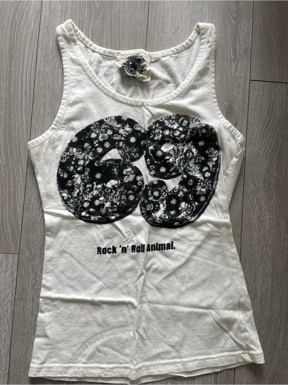 White Graphic Tank Top - 'Rock 'n' Roll Animal'